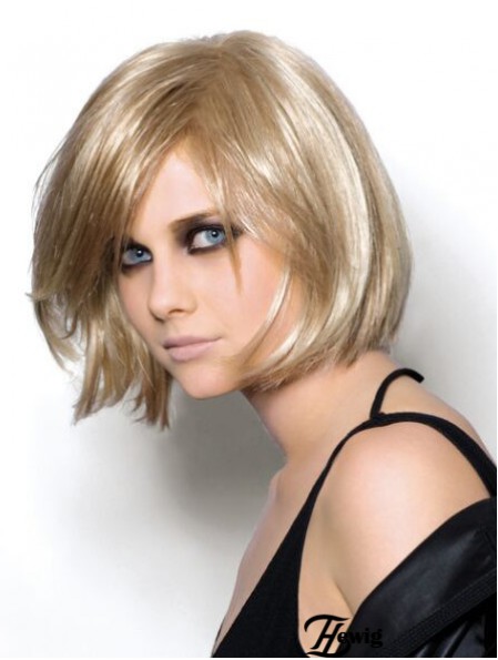 Gerade Kinnlänge Blond 10 Zoll Monofilament Trendy Bob Perücken