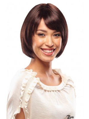 Capless Short Straight Auburn Top Bob Perücken