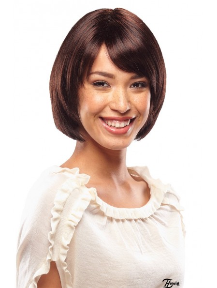 Capless Short Straight Auburn Top Bob Perücken