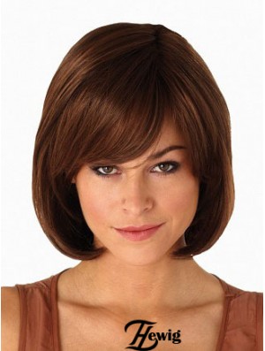 Capless Chin Länge gerade Auburn Modern Bob Perücken