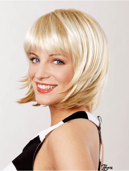 Gerade Kinnlänge Blond 10 Zoll Spitze Front Top Bob Perücken