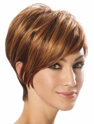 Perücken zum Verkauf UK Layered Cut Short Length Auburn Farbe