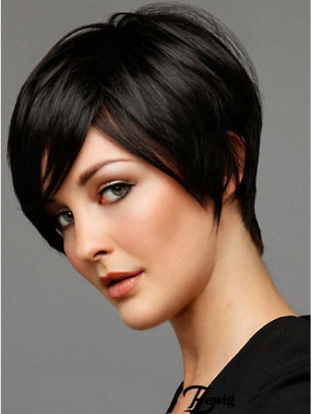 Kurze Perücke mit kappenloser schwarzer Farbe Boycuts Straight Style