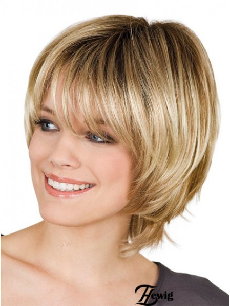 Mit Pony Straight Blonde Capless Erschwingliche Kurze Perücken