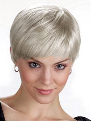 Ladies Grey Wigs UK With Capless Grey Cut Chin Length
