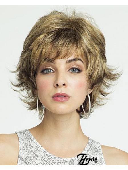 8 Zoll erschwingliche Curly Layered Blonde Short Perücken