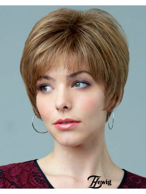 5,5 Zoll Natural Straight Boycuts Auburn Short Perücken