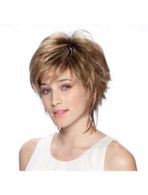 7 Zoll moderne gerade gerade geschichtete blonde kurze Perücken