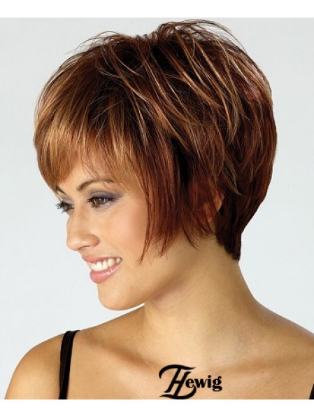 Günstige Perücke Mit Capless Synthetic Cropped Length Brown Color Boycuts