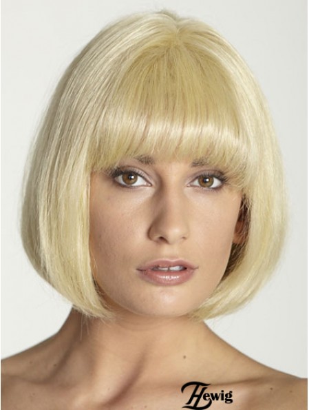 Bobs Straight Blonde 100% handgebundene Great Short Perücken