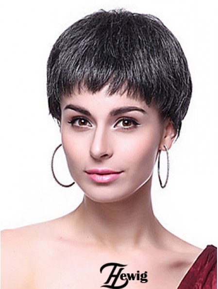 Boycuts Straight Black Capless Frisuren Kurze Perücken