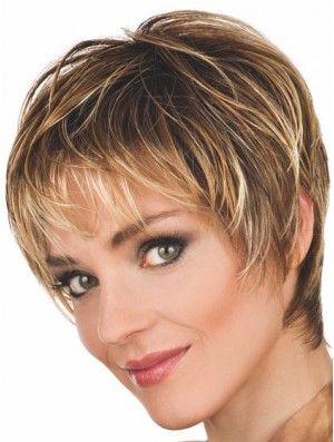 Brown Wigs Wavy Style Kurz geschnittene Boycuts mit Capless