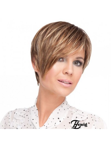 6 Zoll Discount Straight Layered Blonde Short Perücken