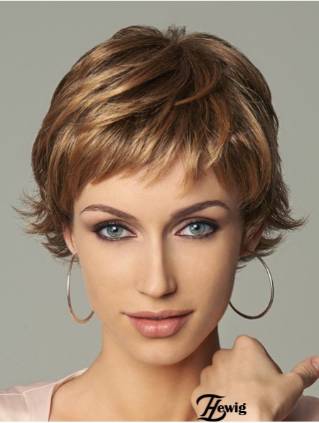 8 Zoll Style Wavy Layered Blonde Short Perücken