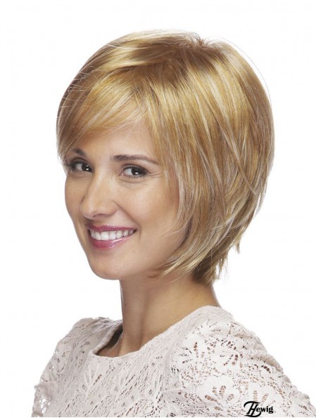 8 Zoll No-Fuss Straight Bobs Blonde Kurze Perücken