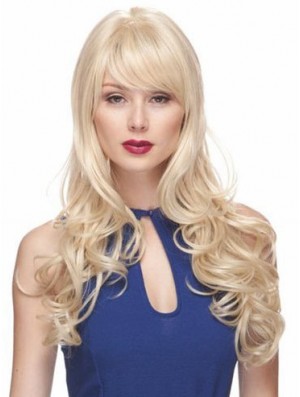 Blonde Perücken mit Pony Synthetic Capless Wavy Style Long Length