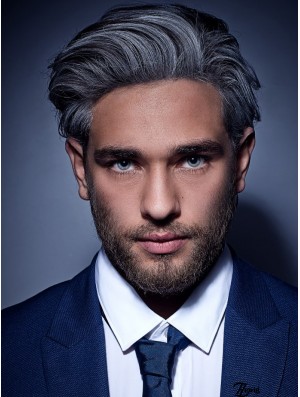 Synthetic Capless Grey Short Straight Mens Wigs To Buy UK