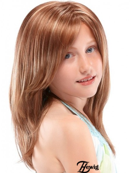 Kinder Perücken 100% handgebunden Straight Style Auburn Farbe lange Länge
