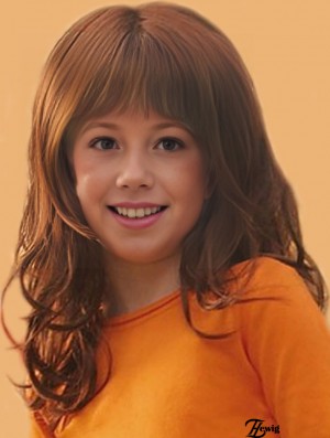 Curly Long Auburn Synthetic Lace Front Kinderperücken