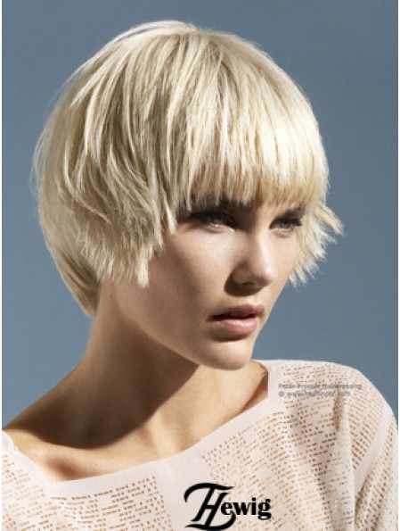 Monofilament Boycuts Short Straight 10  inchPlatinblonde Convenient Fashion Perücken