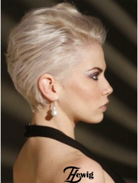 Capless Boycuts Short Straight 8  inchPlatinblond Erschwingliche Mode Perücken