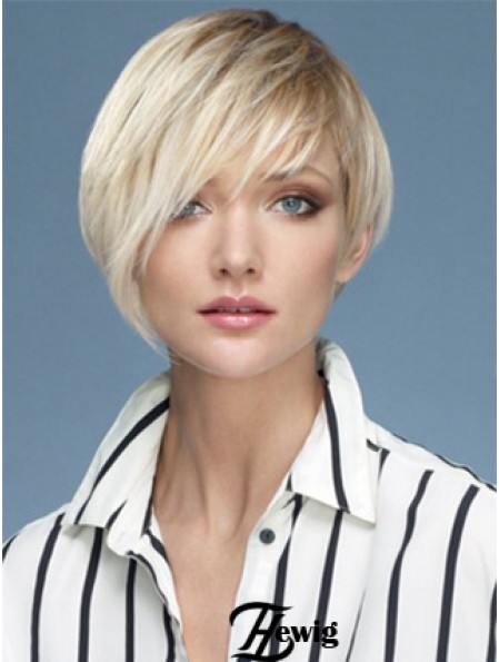 Capless Boycuts Short Straight 10 Zoll Platin Blonde Sassy Fashion Perücken