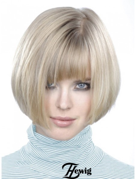 Monofilament Bobs Short Straight 10 Zoll Platinum Blonde Style Fashion Perücken