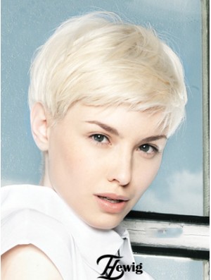 Lace Front Perücke Platin Farbe Short Length Straight Style Boycuts