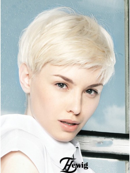 Lace Front Perücke Platin Farbe Short Length Straight Style Boycuts