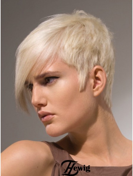 Capless Boycuts Short Straight 8  inchPlatinblonde stilvolle Modeperücken