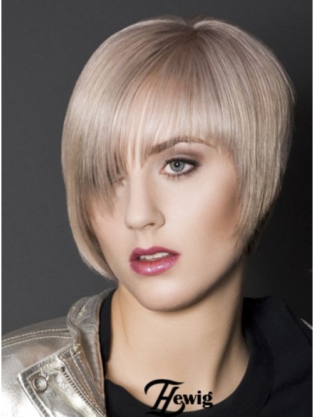Capless Boycuts kurze gerade 10 Zoll platinblonde schlanke Mode Perücken