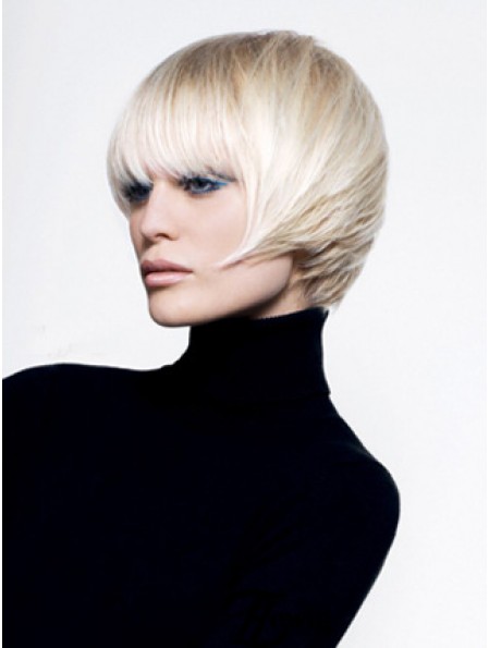 Monofilament Bobs Short Straight 8  inchPlatinblond Bequeme Mode Perücken