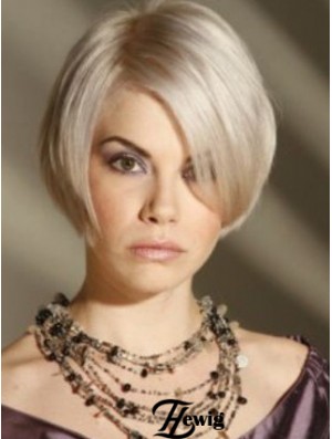 Capless Grey Short Straight 8  inchPlatinblonde Amazing Fashion Perücken