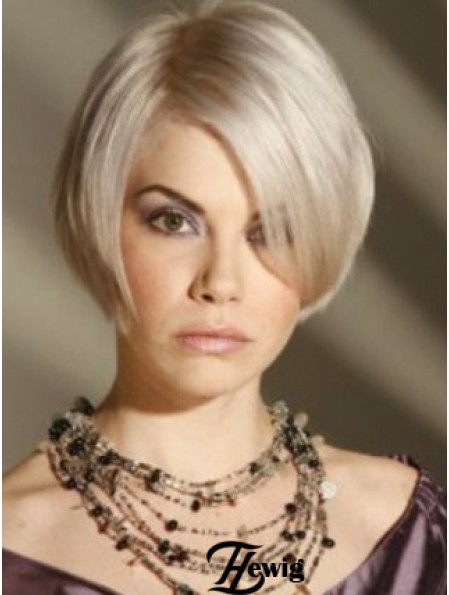 Capless Grey Short Straight 8  inchPlatinblonde Amazing Fashion Perücken