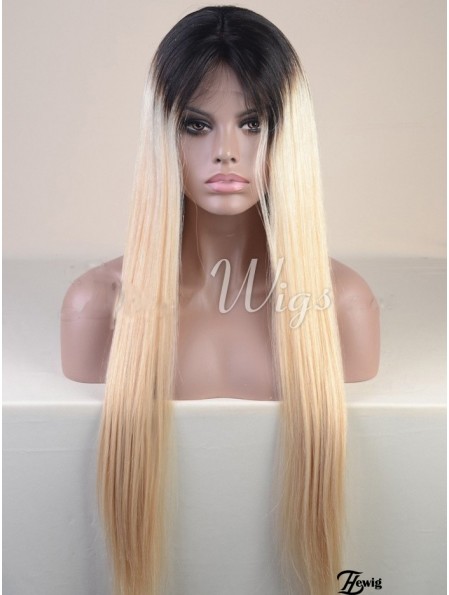 Long Ombre / 2 Tone Straight ohne Pony Günstigste Afroamerikaner Perücken