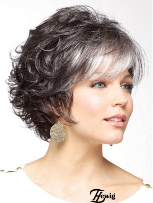 Classic Cut Perücke Grey Cut Short Length Curly Style mit Capless