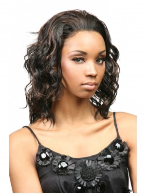 Curly Indian Remy Hair Braun Schulterlange Mode 3/4 Perücken