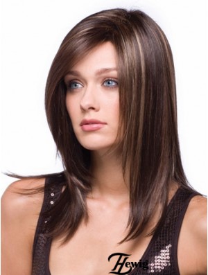 Long Brown Wig With Synthetic Caplesss Straight Style