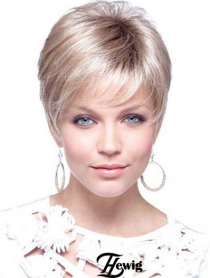 Blonde Cropped Straight Boycuts Capless Moderne Damen Perücken