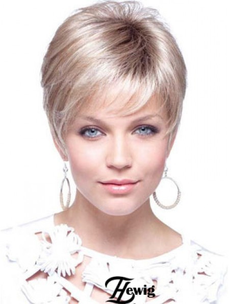 Blonde Cropped Straight Boycuts Capless Moderne Damen Perücken