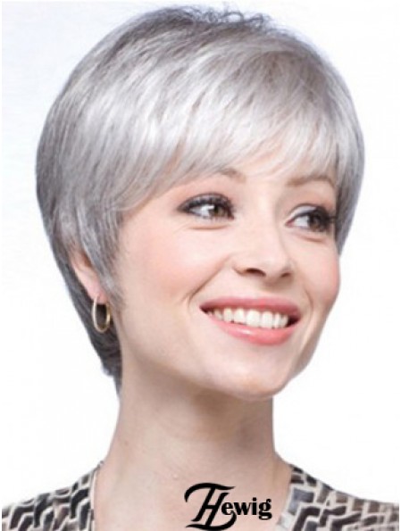 Kurze Perücken UK Straight Style Mit Capless Grey Cut