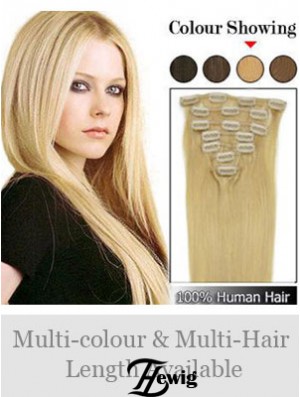 Fabulous Blonde Straight Remy Human Hair Clip In Hair Extensions