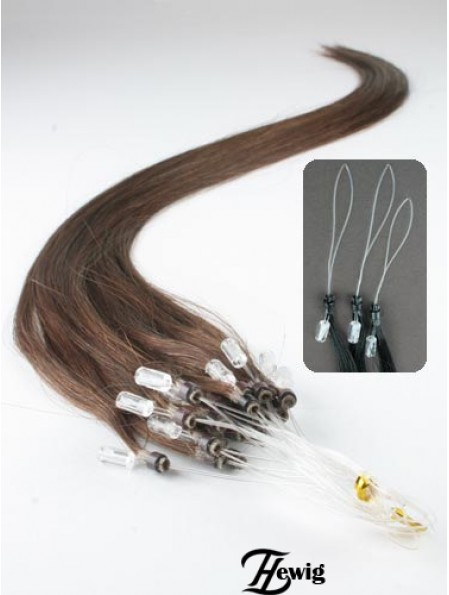 No-Fuss Brown Straight Micro Loop Ring Haarverlängerungen