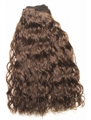 Curly Remy Menschenhaar Brown Top Weft Extensions