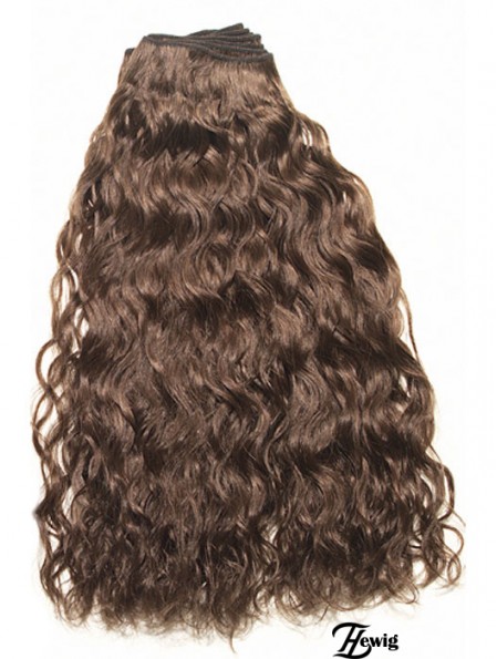 Curly Remy Menschenhaar Brown Top Weft Extensions