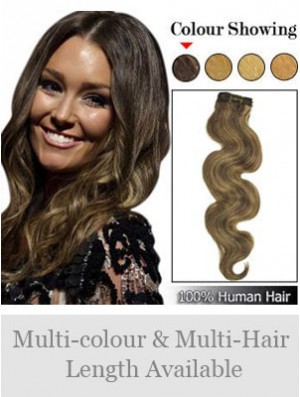 Schussverlängerungen mit Remy Wavy Style Brown Farbe