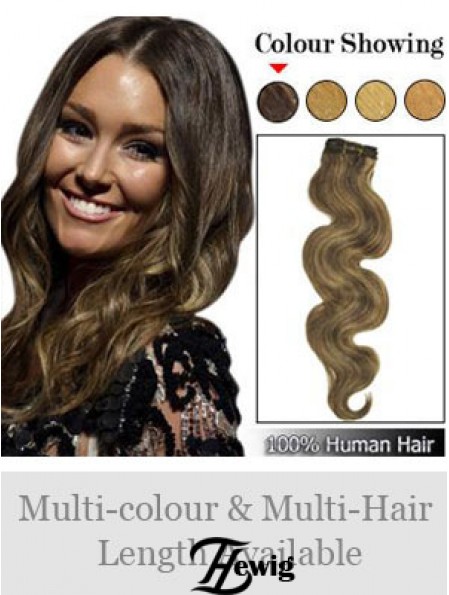 Schussverlängerungen mit Remy Wavy Style Brown Farbe