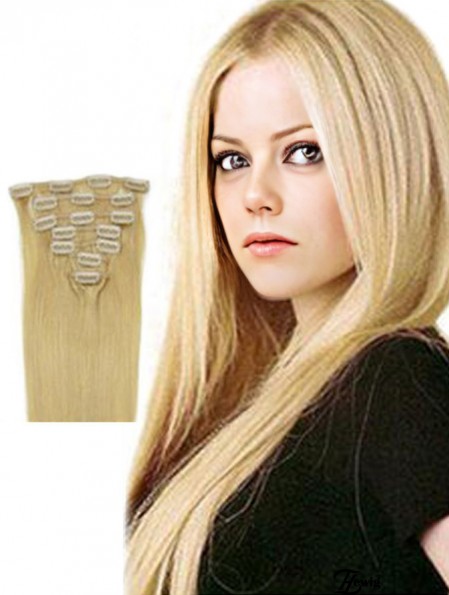 Clip In Haarverlängerungen Blonde Farbe Straight Style Mit Remy