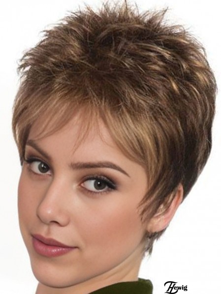 Boycuts Straight Brown Capless Modische kurze Perücken